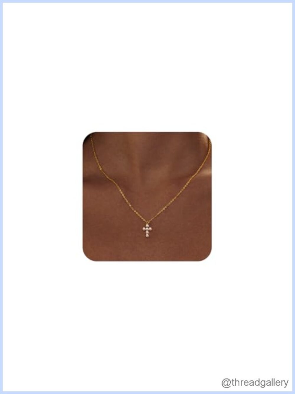 14K Gold Plated Cross Necklace Pearl Pendant Choker Dainty Faith Jewelry Gift